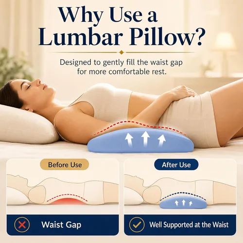 Vista 2 de Almohada de apoyo lumbar para aliviar el dolor de espalda: almohada de espalda baja para dormir - Almohada de cintura de espuma viscoelástica