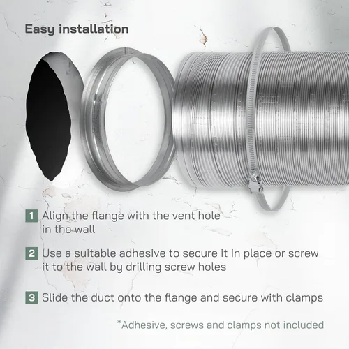 Vista 4 de Vent Systems Brida de conector de conducto de metal de 8 pulgadas - Acoplador macho de acero galvanizado - Ajuste redondo duradero para sellado