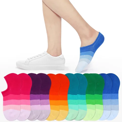 Vista 4 de IDEGG Calcetines invisibles para mujeres y hombres, de corte bajo al tobillo, cortos, antideslizantes, atléticos, para correr, novedosos