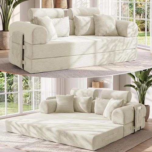 Vista 28 de Sofá cama de espuma viscoelástica de 79 pulgadas, futón convertible con reposacabezas alto, sofá sin hueso Negro