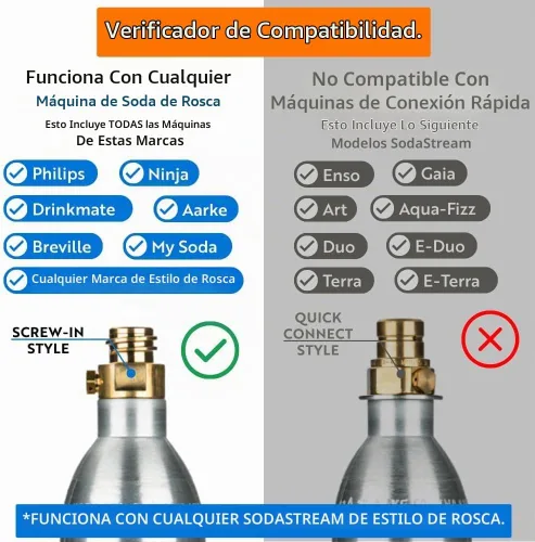 Vista 2 de Cilindros de recipiente de CO2 de 60 litros, compatible con Sodastream BLUE atornillado, Ninja Thirsti, Philips y más, máquina de transmisión