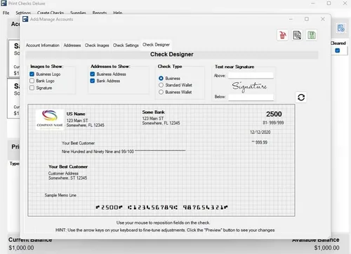 Vista 6 de Print Checks Deluxe - Business Class Check Printing Software for Windows 10/11