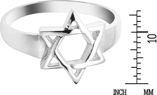 Vista 4 de AeraVida Simple Star of David - Anillo de plata de ley 925