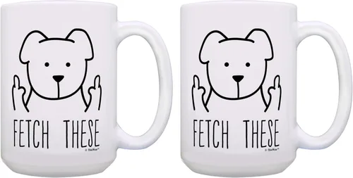 Vista 10 de ThisWear Fetch These Middle Finger Dog - Taza de café de 15 onzas, 1 15oz - Fetch