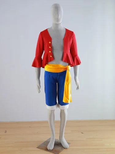 Vista 2 de Monkey D.Luffy Disfraz de cosplay incluye pantalones cortos y cinturón amarillo, 3