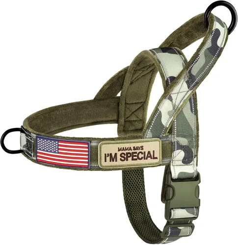 Vista 10 de Forestpaw - Arnés para perro sin tirones con mango grande, chaleco reflectante de colocación fácil con hebilla de liberación rápida, forro