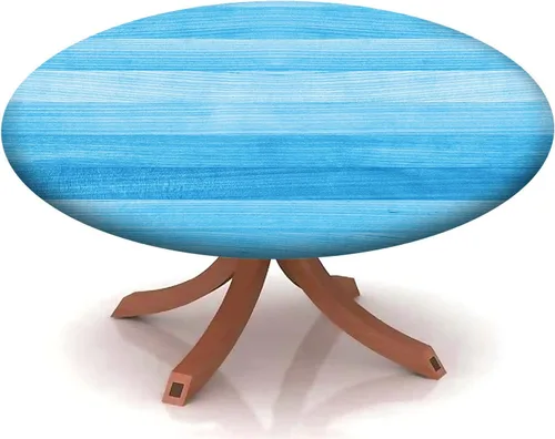 Vista 7 de Mantel redondo ajustable con patrón marítimo, borde elástico, adecuado para catering y cocina, se puede limpiar con el mantel de mesa redonda