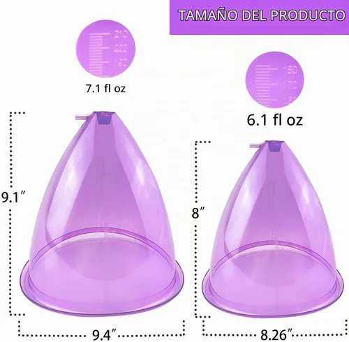 Vista 2 de Copas de vacío para glúteos de 7.1 fl oz y 6.1 fl oz, accesorios para máquinas de ventosas de terapia al vacío, ventosas XL de 9.4 pulgadas y 8.26