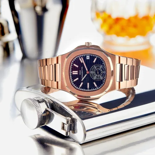 Vista 3 de DIDUN Relojes de acero inoxidable para hombre, marca de lujo, reloj de pulsera Nautilus estilo Patek.