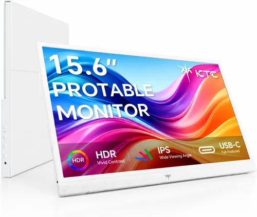 KTC Portable Monitor 15.6 Inch, 1080P FHD USB-C HDMI Laptop Screen for Laptop Phone Mac PS5 Xbox Switch, IPS HDR Travel Second Screen Monitor