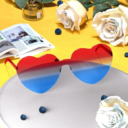 Vista 7 de JDHXBMW 4PCS Patriotic Sunglasses Heart Sunglasses 4th of July Sunglasses Heart Shaped Glasses Independence Day Party Favor