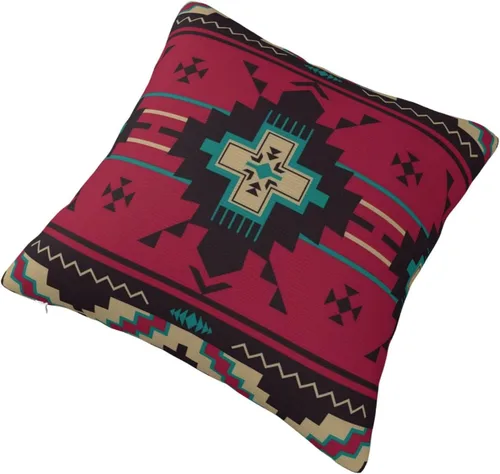 Vista 3 de IVSYCOF Fundas de almohada decorativas estilo sudoeste azteca para nativos americanos, funda de cojín cuadrado para sofá de casa, funda de cojín