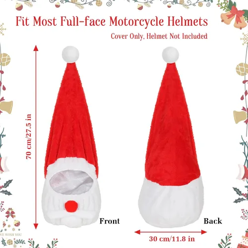Vista 3 de Fundas de casco de motocicleta de Navidad - Santa Claus Decoración de casco de Navidad Paseos divertidos