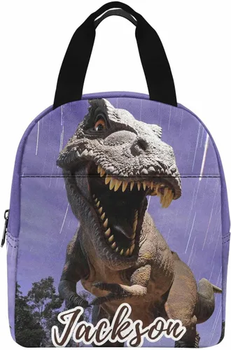 Vista 19 de InterestPrint Bolsa de almuerzo personalizada de mamá papá, bolso de picnic con cremallera de bosque con marco dorado personalizado reutilizable