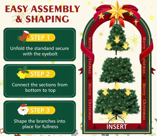 Vista 5 de Christmas Tree, 7.5FT Artificial Xmas Pine Tree for Holiday Décor, Green