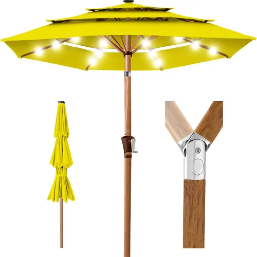Vista 17 de Best Choice Products - Sombrilla solar de 10 pies de 3 niveles para patio, sombrilla de sol para exteriores, mercado, patio trasero, terraza, junto