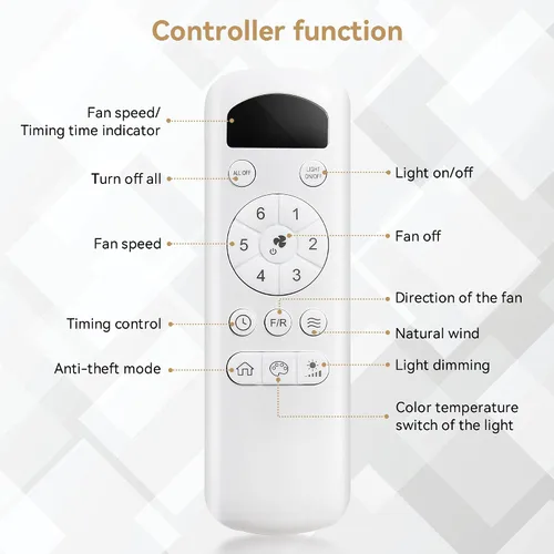 Vista 5 de Sofucor Ventiladores de techo de madera maciza de 52 pulgadas con luces y control remoto, ventilador de techo regulable de 6 velocidades