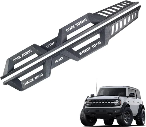 Vista 8 de JROAD Bronco - Estribos laterales compatibles con accesorios Ford Bronco 2021 2022 2023 2/4 puertas con riel de roca, acero al carbono