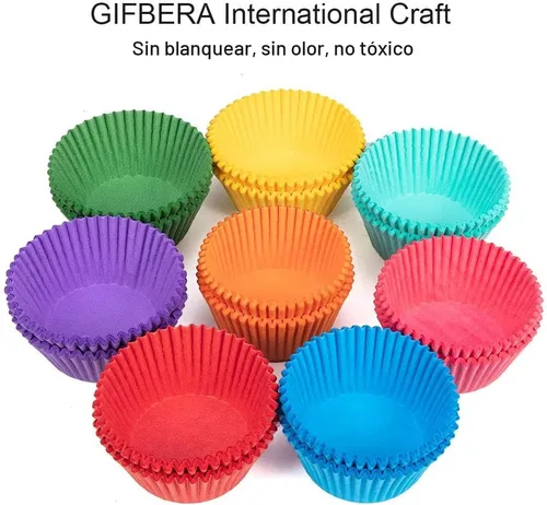 Vista 3 de Gifbera Bright Rainbow Standard Cupcake Liners - Tazas de papel colorido sólido para hornear, 400