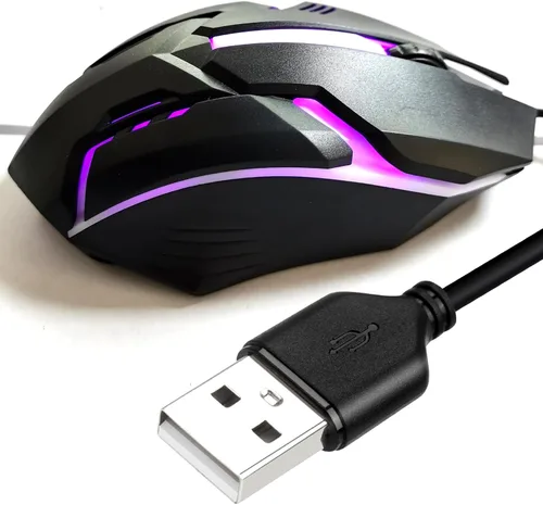 Vista 4 de Mouse USB A largo – Ratón con cable de 15 pies para Windows, Mac, laptop, laptop, Chromebook – Uso diestro o zurdo