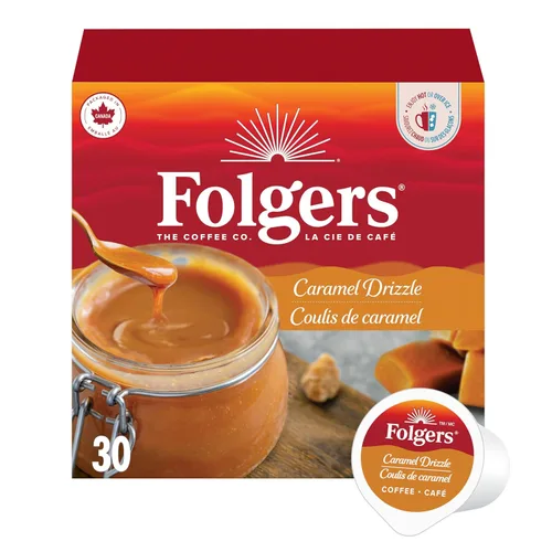 Vista 25 de Folgers Café con sabor artificial a caramelo mantecoso, cápsulas Keurig K-Cup, caja de 10