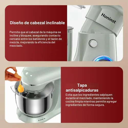 Vista 6 de Honinst Batidora eléctrica de pie 4QT, mezclador de cocina compacto de Verde