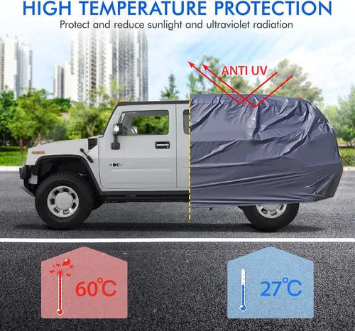 Vista 2 de Funda de coche impermeable de 2 puertas, para todo tipo de clima para automóviles, cubierta completa para exteriores con protección contra lluvia