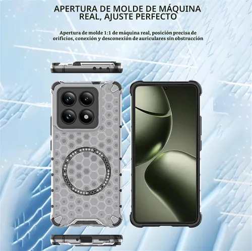 Vista 3 de Funda transparente para Xiaomi 14 T Pro Honeycomb Negro