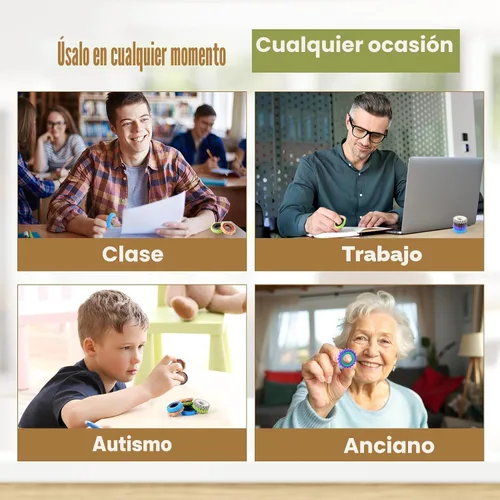 Vista 6 de Juguetes sensoriales para adultos, paquete de 12 anillos giratorios de textura, juguetes sensoriales para aliviar el estrés para niños con TDAH