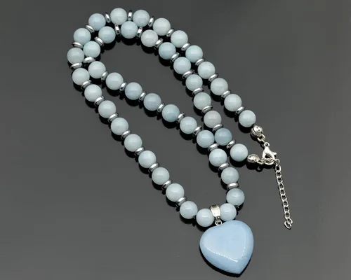 Vista 53 de Colgante de corazón de aventurina natural, Collar de cuentas de aventurina genuina, Collar de piedra verde, Collar de piedras preciosas, Cuentas