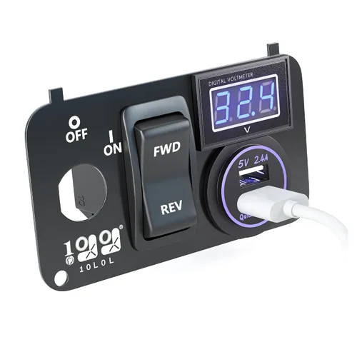Vista 5 de 10L0L Carrito de Golf Panel Integrado Multifuncional 3 en 1, 12V Carga Rápida Dual USB 3.0 Enchufe Cargador & Voltímetro Digital LED & Botón