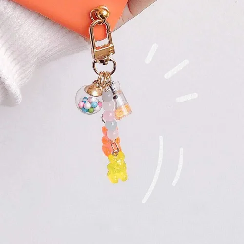 Vista 4 de Lindo llavero de resina de oso de goma dijes de oso de animales de color caramelo llaveros de llaves de automóvil llavero colgante de joyería regalo