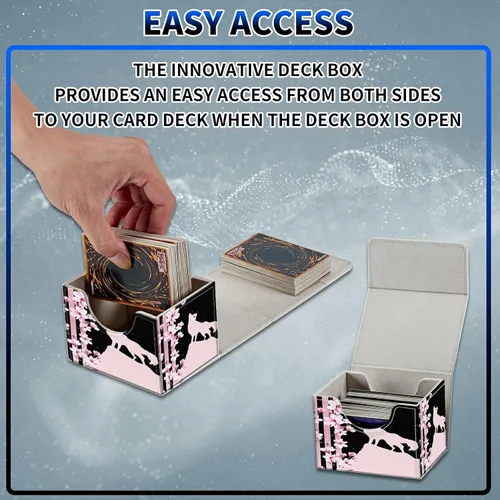 Vista 4 de MTG Commander - Caja de cartas intercambiables, más de 100 tarjetas con funda con funda de piel sintética, caja de almacenamiento de tarjetas