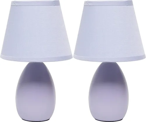 Vista 7 de Simple Designs LT1197-PRP Lámpara de Mesa de Cerámica Ovalada Mini Elegante y Estilizada Oblonga de 9.45" con Pantalla a Juego, para Sala de Estar