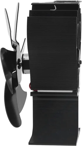 Vista 4 de Ventilador de estufa de 6 aspas, ventilador de estufa de leña con arranque automático, ventilador de chimenea, diámetro negro, circulación de aire