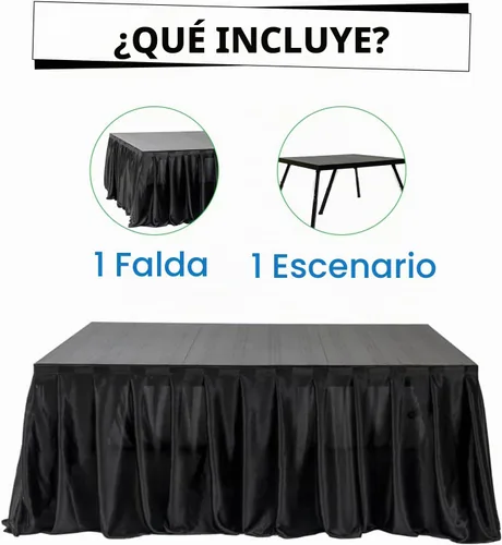 Vista 2 de Plataforma de escenario portátil de 4 x 4 pies con 1 falda de satén