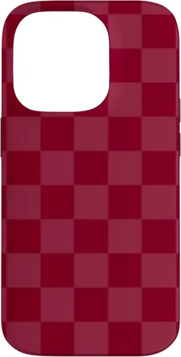 Vista 17 de Funda de diseño simple con diseño a cuadros rojo burdeos para iPhone 16