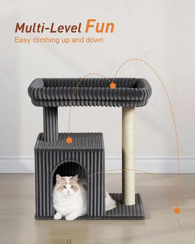 Vista 6 de Árbol para Gatos para Gatos Grandes, 20.9 * 15.7 pulgadas, Cama de Percha Grande para Gatos Adultos, Torre para Gatos de 22.8 pulgadas con Poste