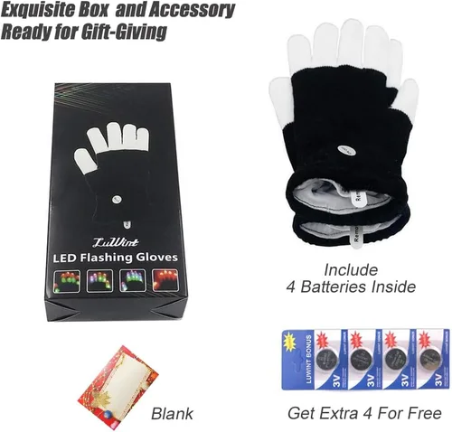 Vista 6 de Luwint Cool Toys - Guantes LED para niños y niñas de 3-5, 4-6 años, regalos de Navidad iluminados para niños