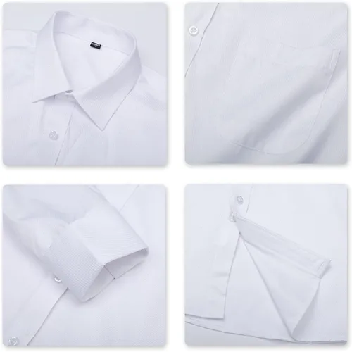 Vista 6 de Cloudstyle Camisa de Vestir para Hombre Ajuste Delgado con Botones a Rayas Camiseta a Cuadros