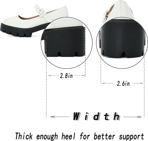 Vista 6 de Zapatos de vestir Oxford con puntera redonda y correa al tobillo para mujer, plataforma y tacón bajo