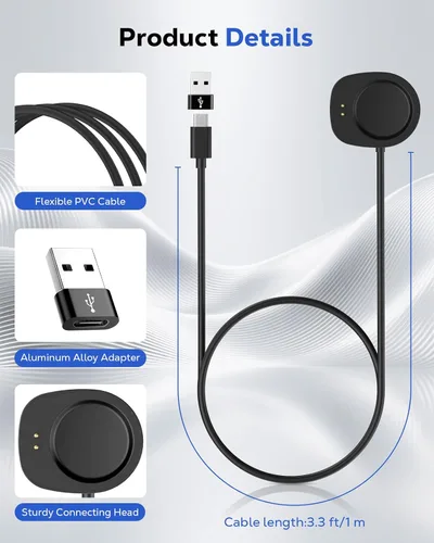 Vista 6 de MoKo Paquete de 2 cargadores tipo C para Amazfit Helio Strap/T-Rex 3/3 Pro/Ultra 2/Balance/Balance 2/Active Max/Active 3 Premium, base de carga