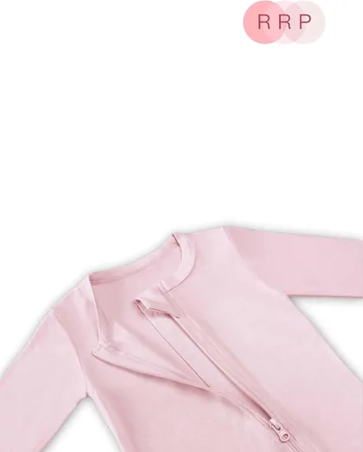 Vista 2 de RRP Pijama unisex para bebé, rayón derivado de bambú, pijamas suaves para dormir y jugar, cierre de cremallera de 2 vías, 0-18 meses Coral/Rosa/Rubor