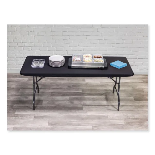 Vista 3 de Cubierta de tela elástica para la parte superior de la mesa, marca Iceberg, poliéster/licra, negro (Black cap), 1 Measures 72"x 30"x3", durable