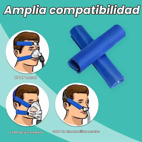 Vista 6 de NATAKU - Paquete de 8 fundas para correas CPAP de satén, cojines de máscara Azul marino