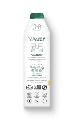 Vista 3 de Elmhurst, Omega 3 sin azúcar con leche y nuez, 32 onzas líquidas