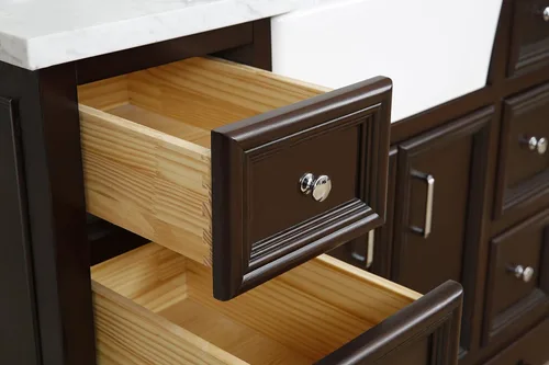 Vista 8 de Kitchen Bath Collection Zelda - Mueble de granja de 48 pulgadas (carrara/chocolate): incluye gabinete de chocolate con encimera de mármol italiano