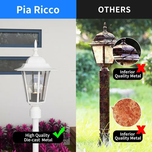 Vista 4 de Luces de poste para exteriores, lámpara de poste con enchufe E26, linterna exterior blanca con pantalla de vidrio transparente, iluminación exterior
