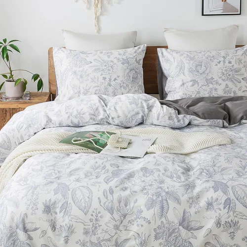 Vista 33 de HoneiLife Juegos de Fundas de Edredón Twin - Funda de Edredón Floral 100% Algodón, Juego de Ropa de Cama Transpirable de 2 Piezas con Cierre