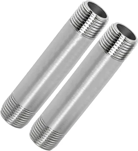 Vista 11 de Accesorio de tubo de acero inoxidable 1/2" NPT macho x 1/2" NPT hembra rosca boquilla tubo fundido de 2" (50mm) de longitud 2 piezas